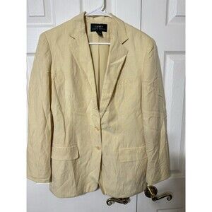 Ralph Lauren Vintage 90s Double Breasted Notch Collar Blazer Silk Linen Size 12